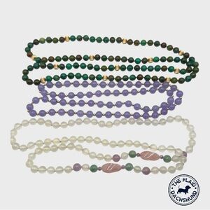 Vintage Natural Stone Multicolor Beaded Necklace Set